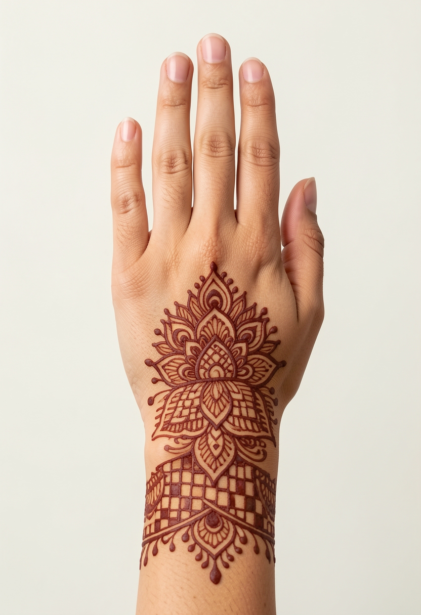 Back Hand For Girls Mehndi Design #003