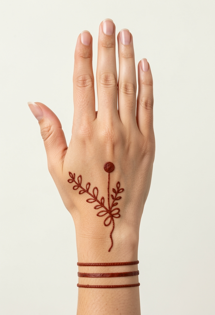 Back Hand Minimal Mehndi Design #004