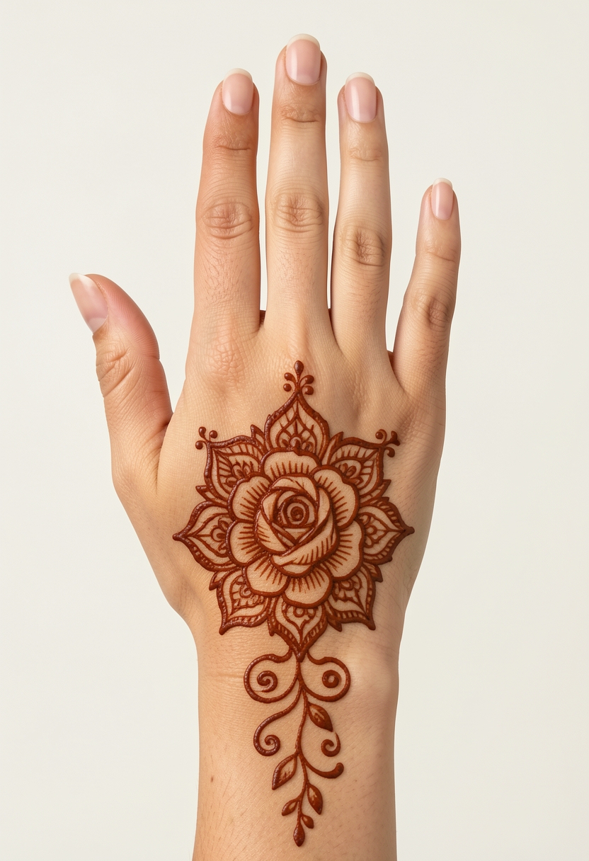 Back Hand Bridal Mehndi Design #006