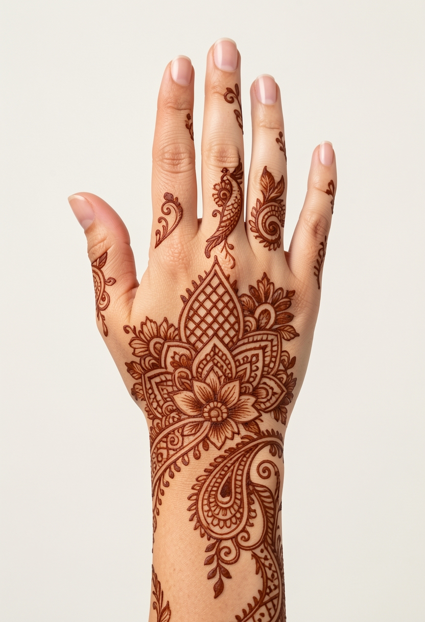 Back Hand Bridal Mehndi Design #007
