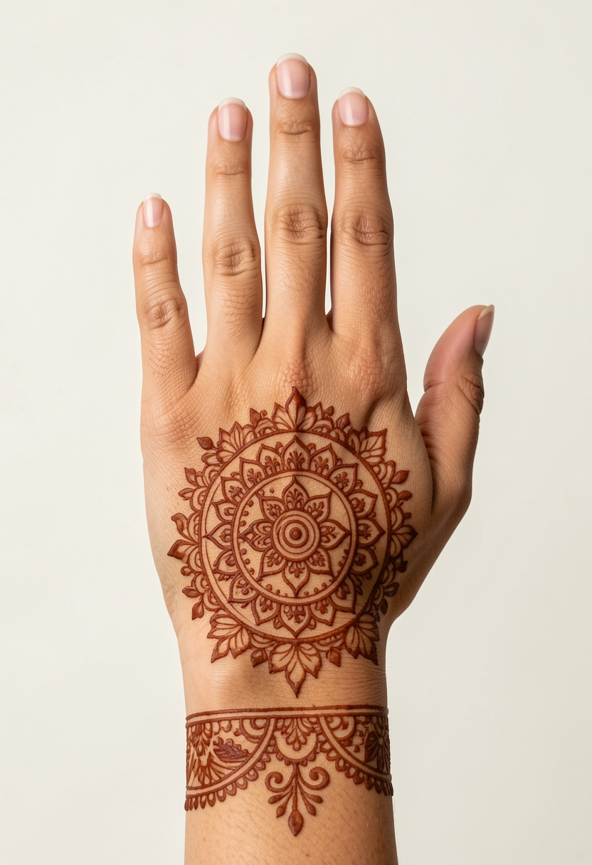 Back Hand Bridal Mehndi Design #012