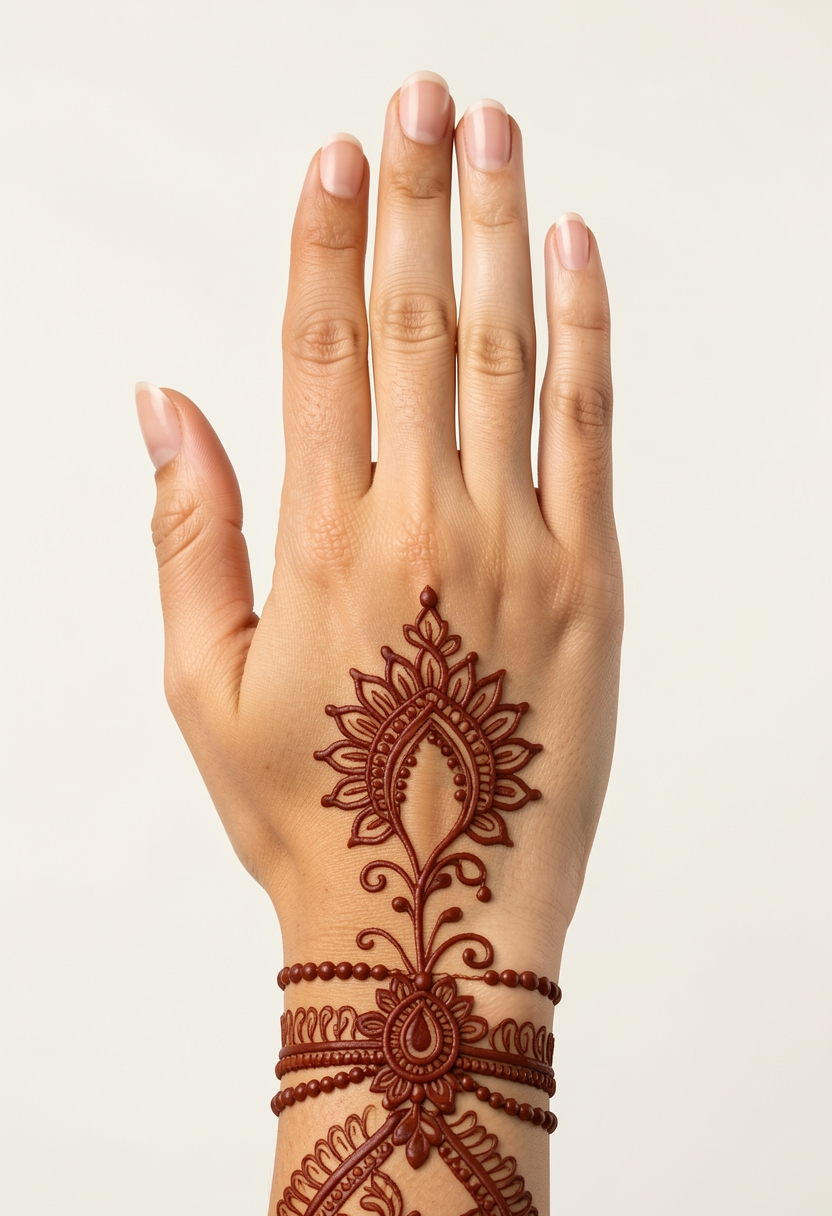 Back Hand For Girls Mehndi Design #016
