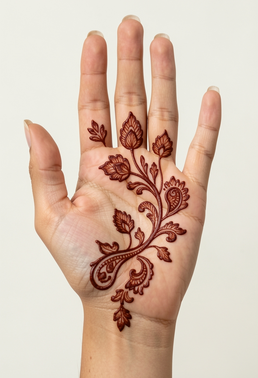 Front Hand Arabic Mehndi Design #020