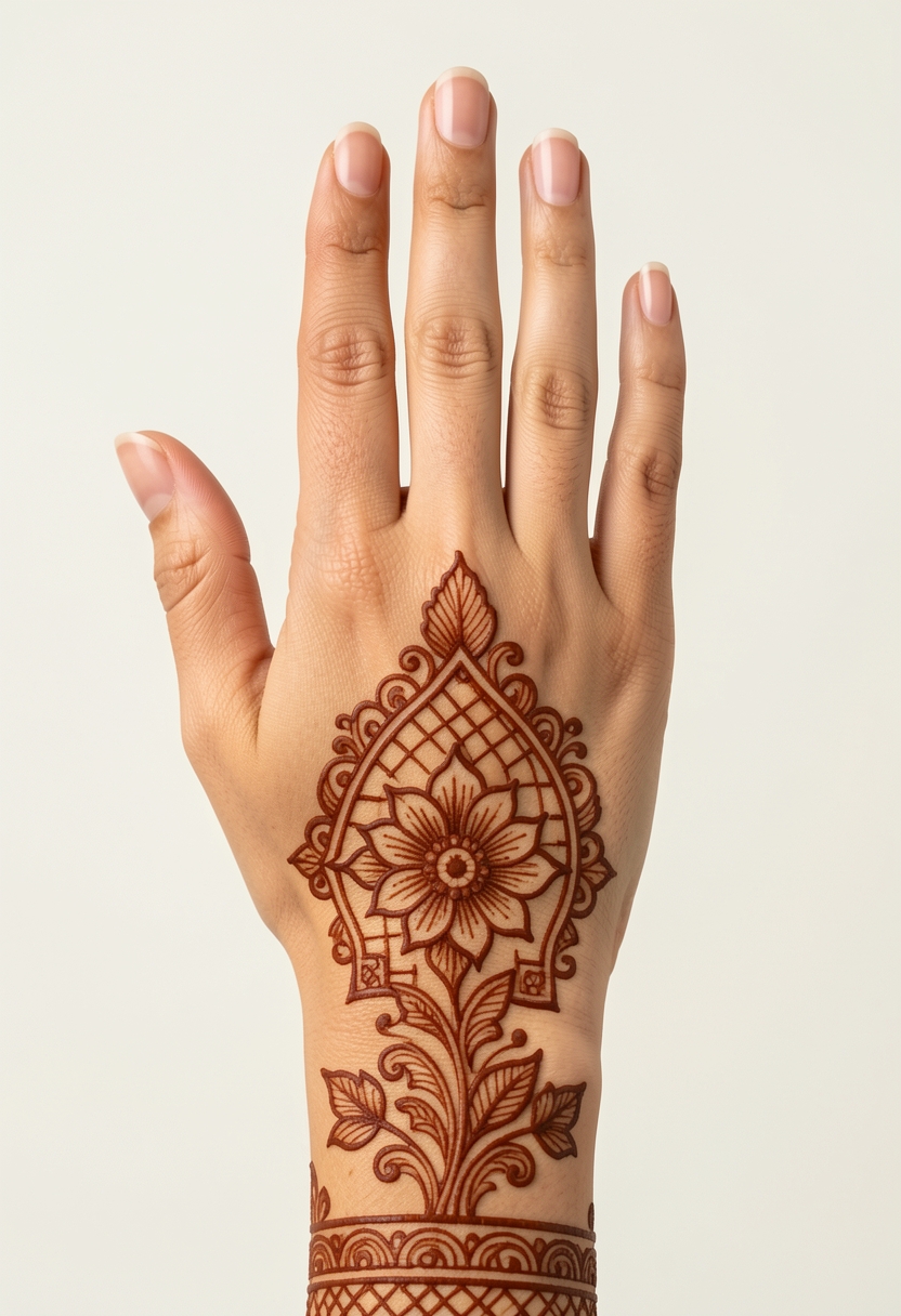 Back Hand Bridal Mehndi Design #027