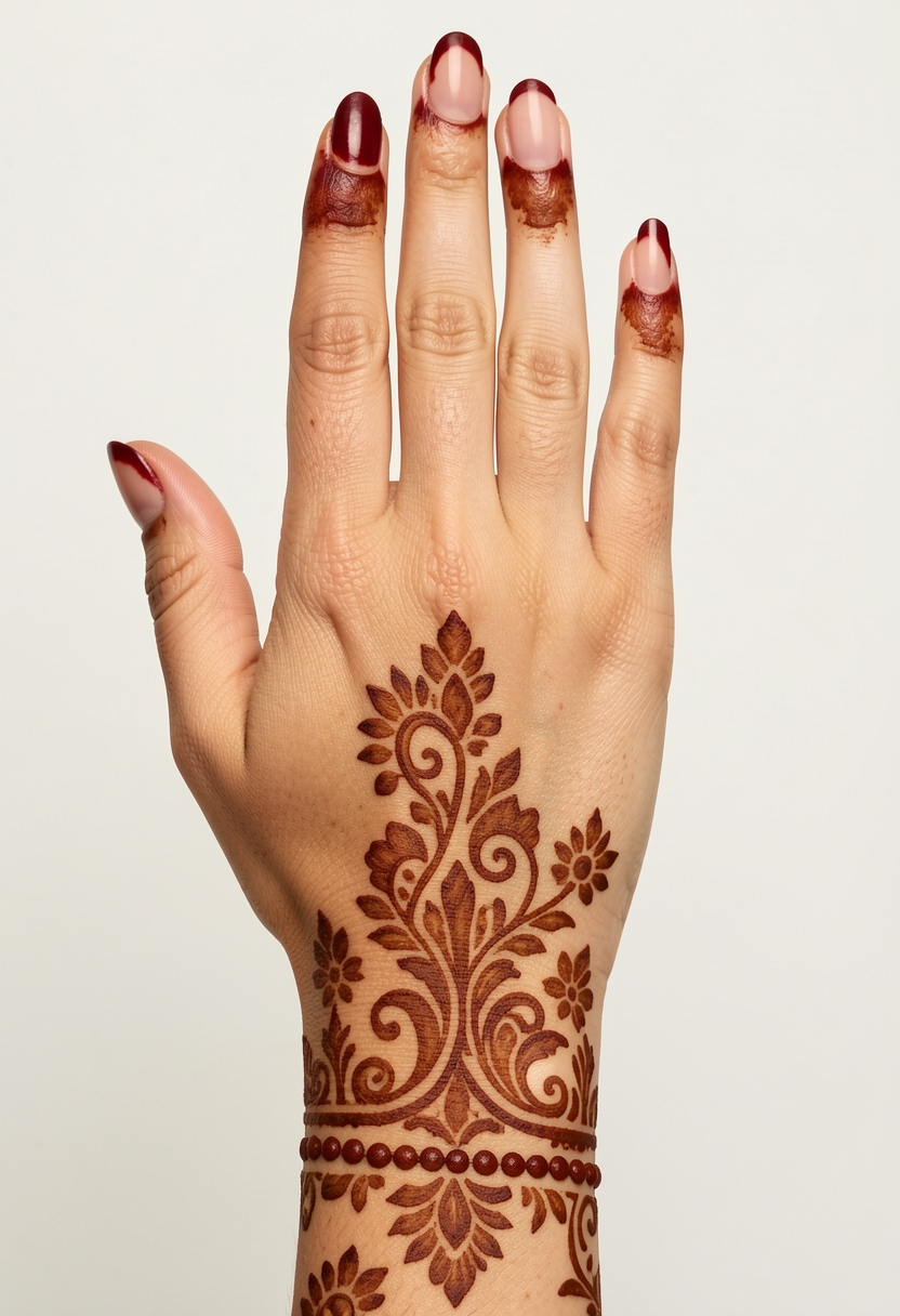 Back Hand For Girls Mehndi Design #033