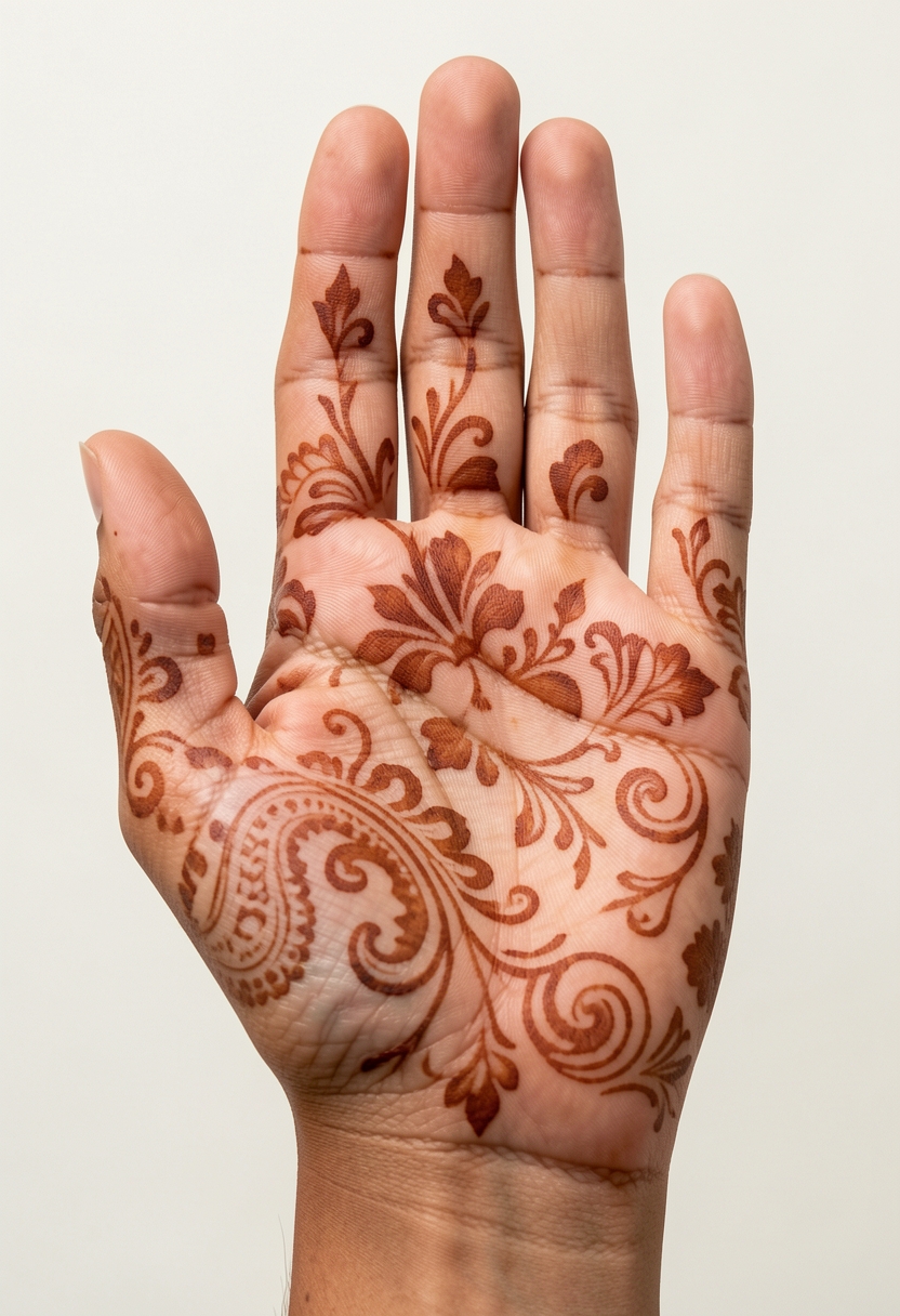 Front Hand For Girls Mehndi Design #034