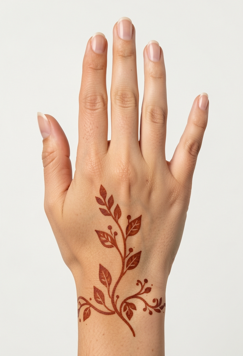 Back Hand Minimal Mehndi Design #037