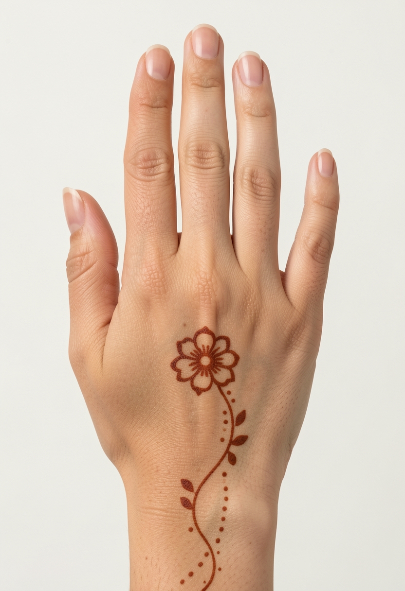 Back Hand Minimal Mehndi Design #040
