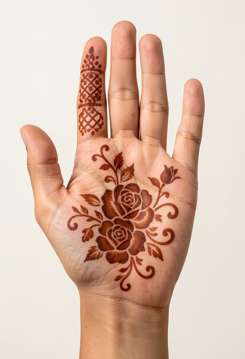 Front Hand For Girls Mehndi Design #042