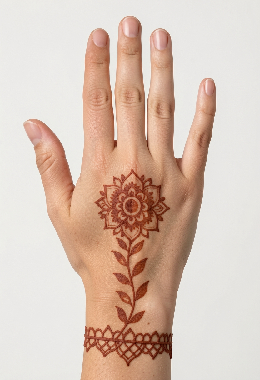 Back Hand Minimal Mehndi Design #047