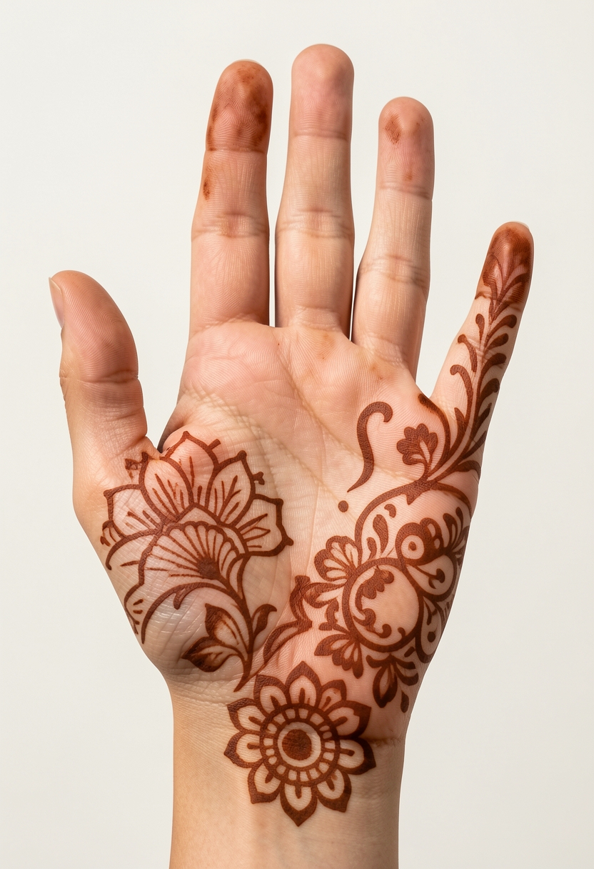 Front Hand Arabic Mehndi Design #048