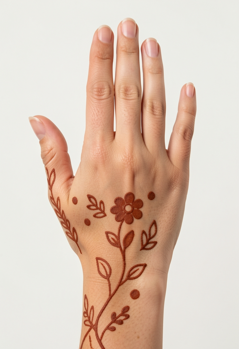 Back Hand For Kids Mehndi Design #050