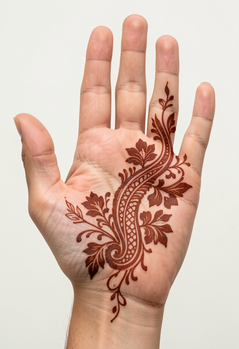 Front Hand Arabic Mehndi Design #051