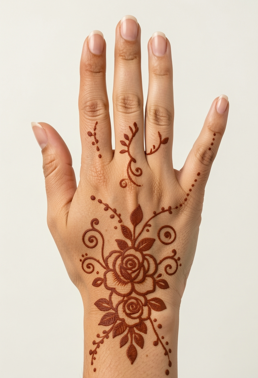 Back Hand For Girls Mehndi Design #055
