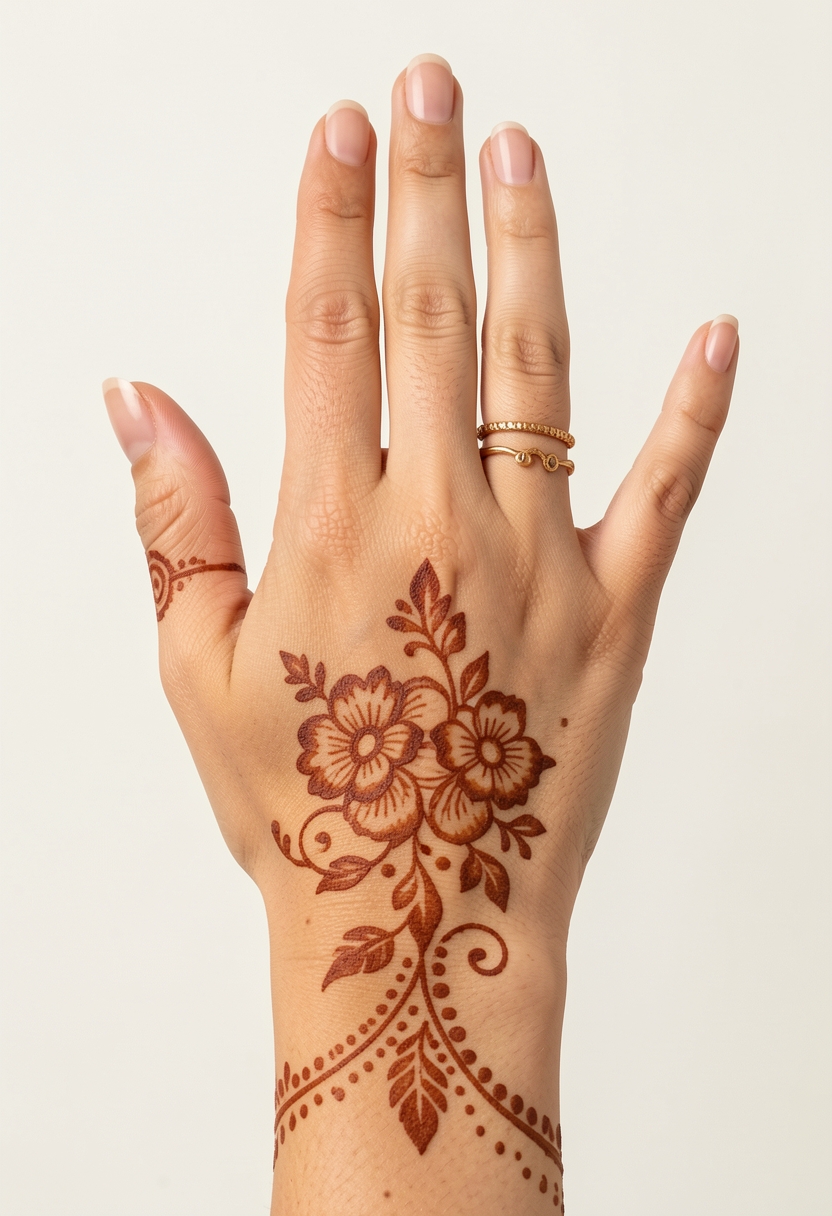 Back Hand For Girls Mehndi Design #060