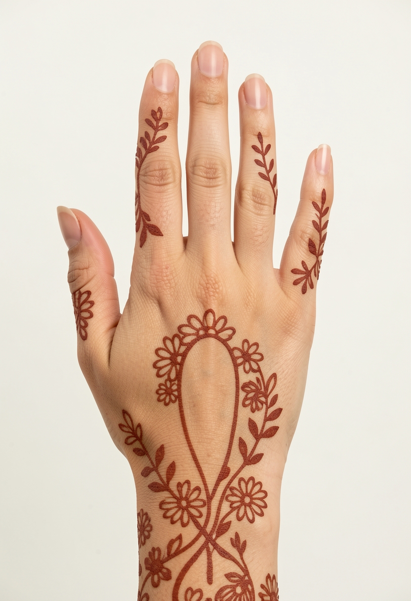 Back Hand Minimal Mehndi Design #063