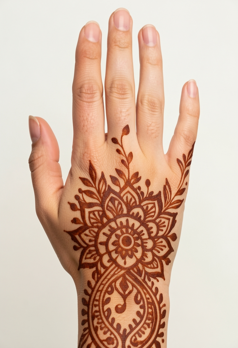 Back Hand Arabic Mehndi Design #065