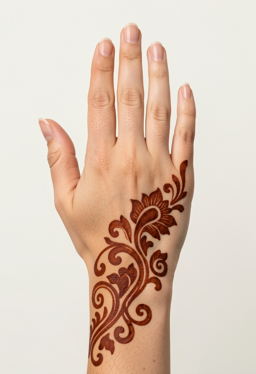 Back Hand Arabic Mehndi Design #067