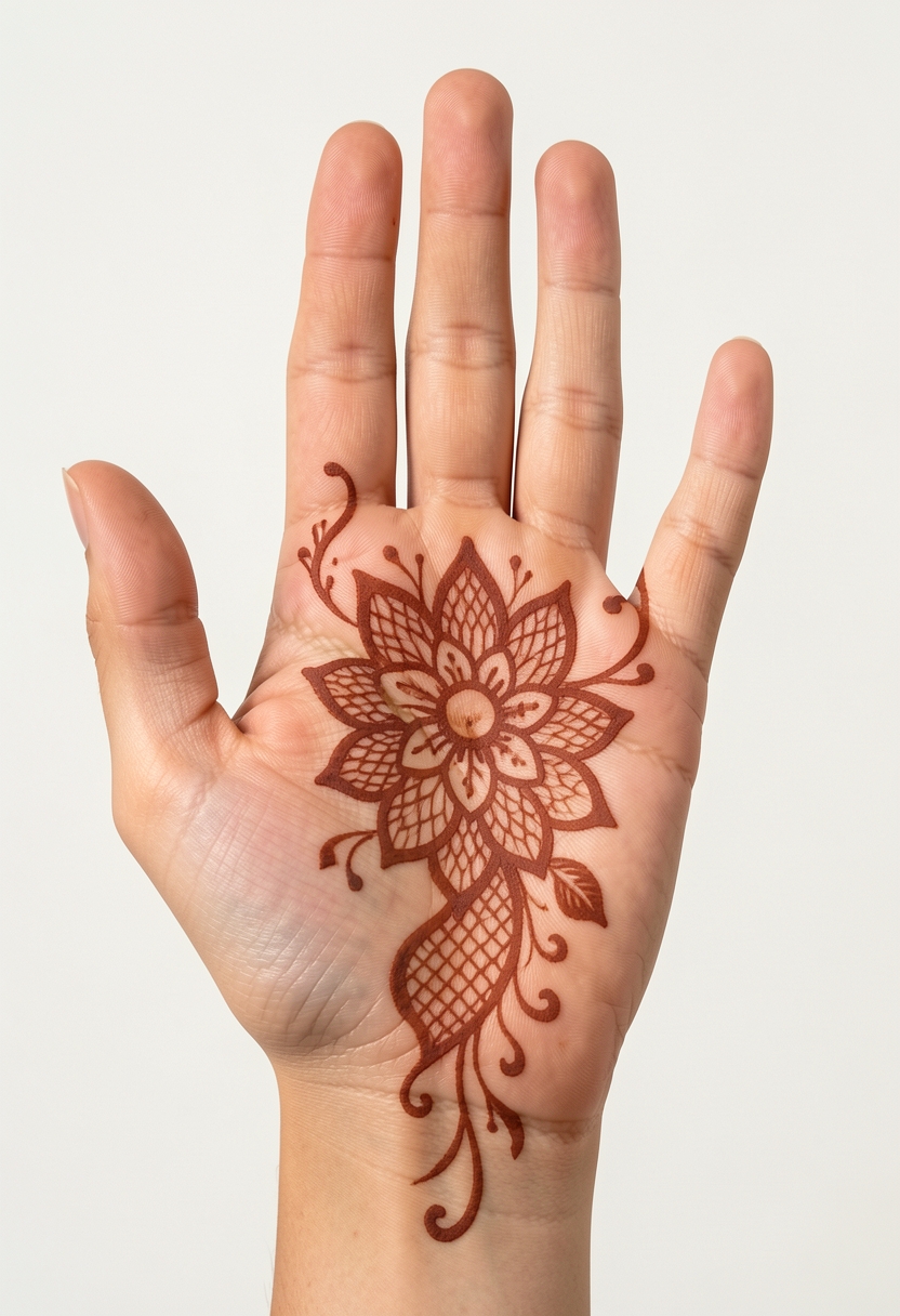 Front Hand Arabic Mehndi Design #069