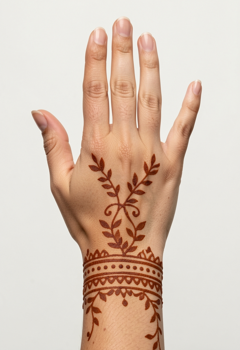 Back Hand For Girls Mehndi Design #076