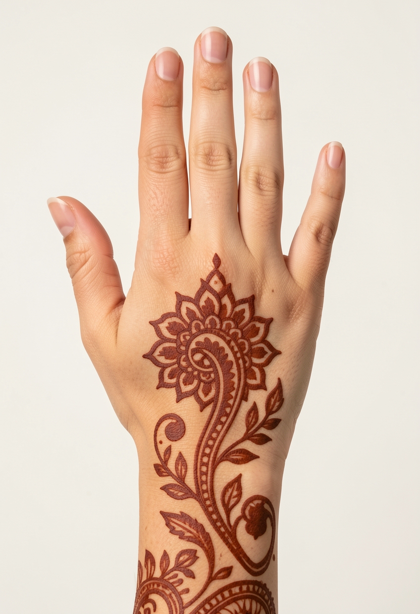 Back Hand Arabic Mehndi Design #088