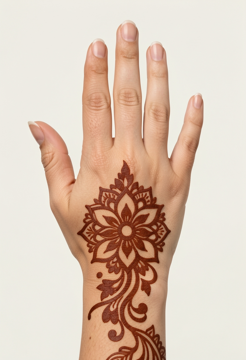 Back Hand Arabic Mehndi Design #090