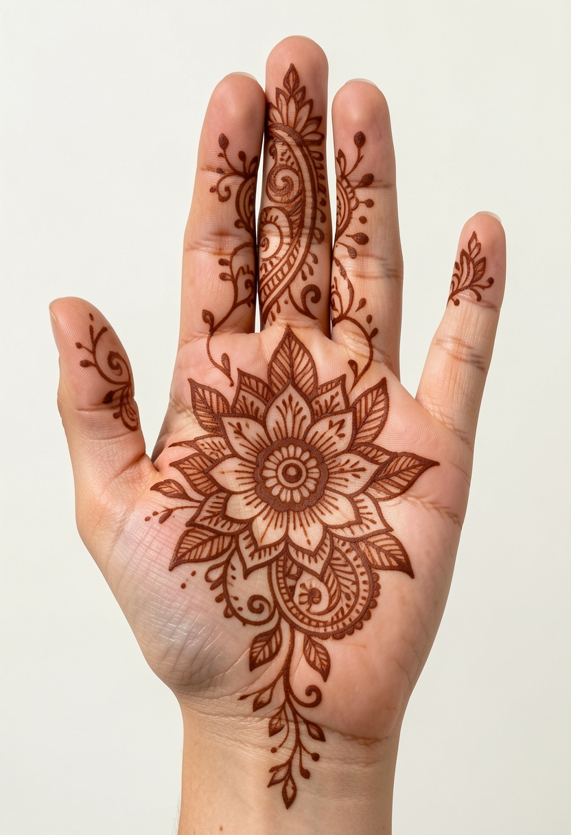 Front Hand Bridal Mehndi Design #092