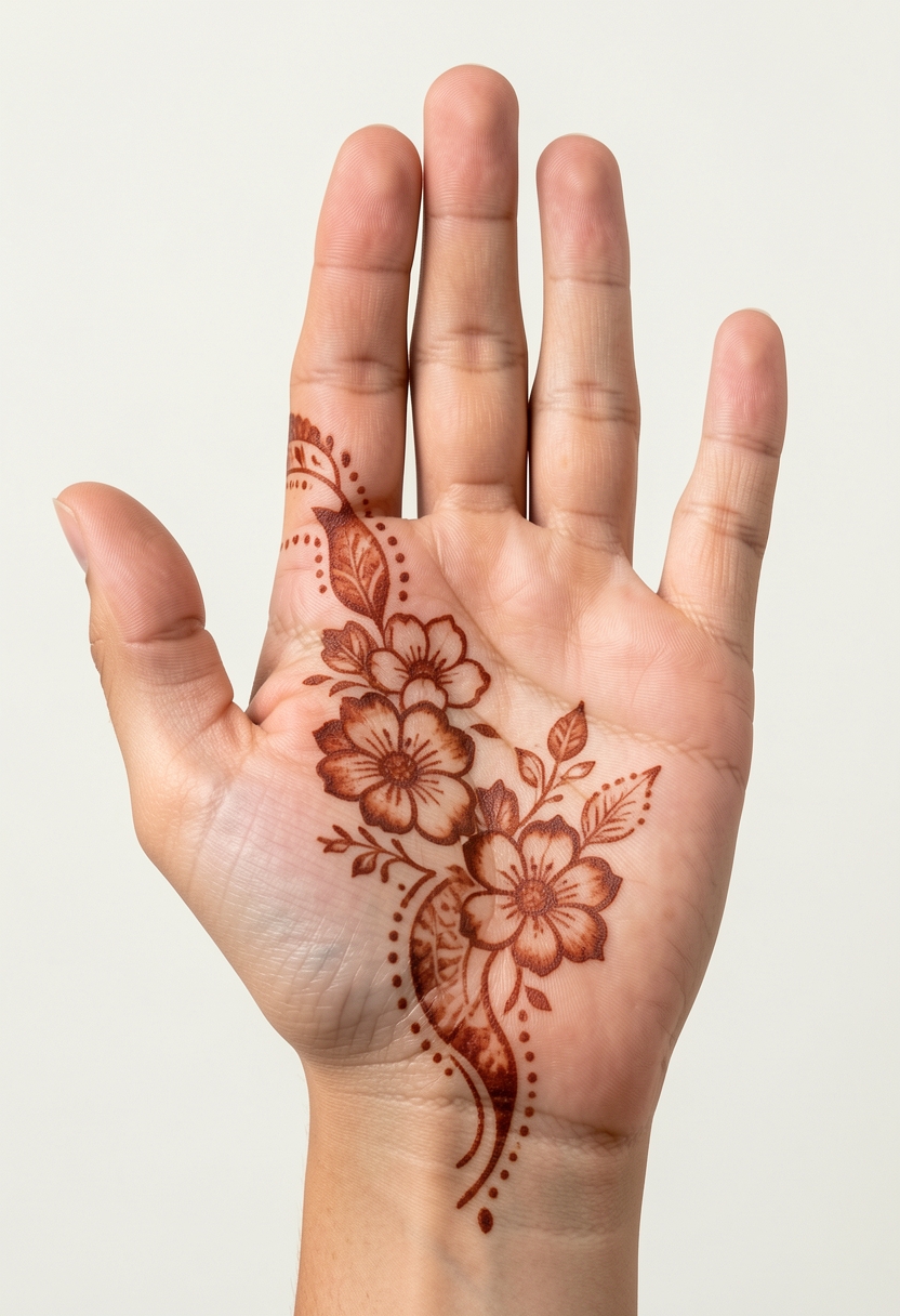Front Hand For Girls Mehndi Design #094