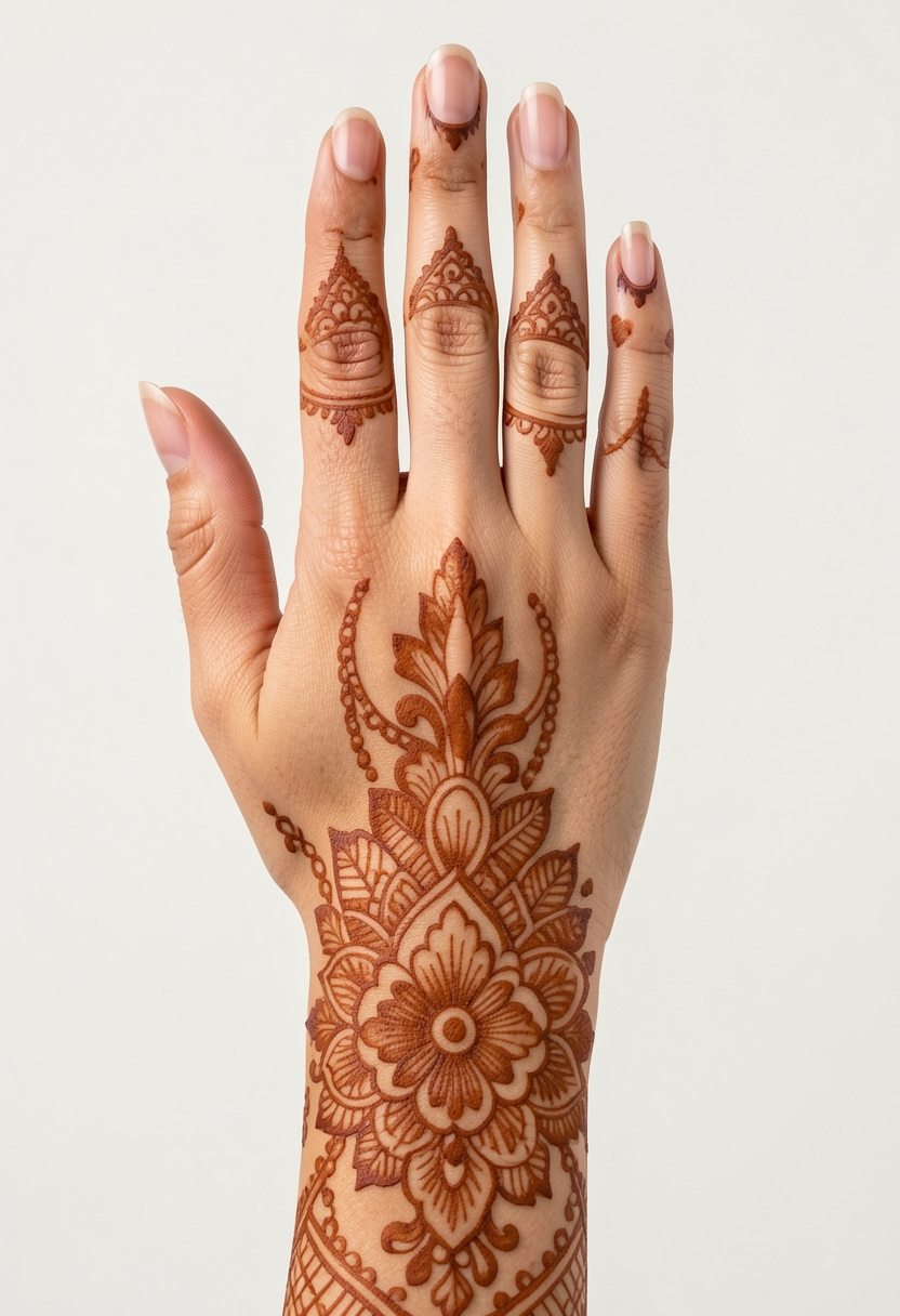 Back Hand Bridal Mehndi Design #096