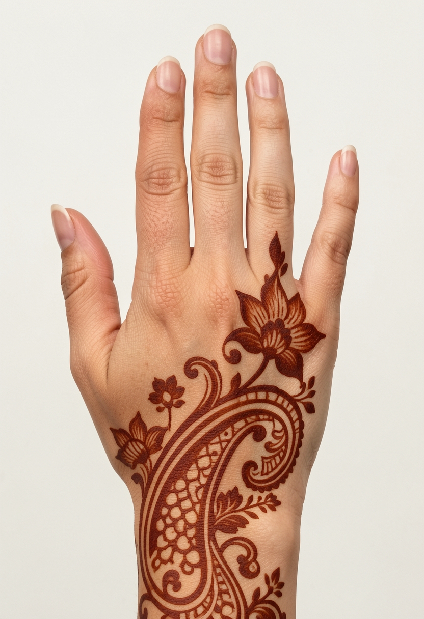 Back Hand Arabic Mehndi Design #097