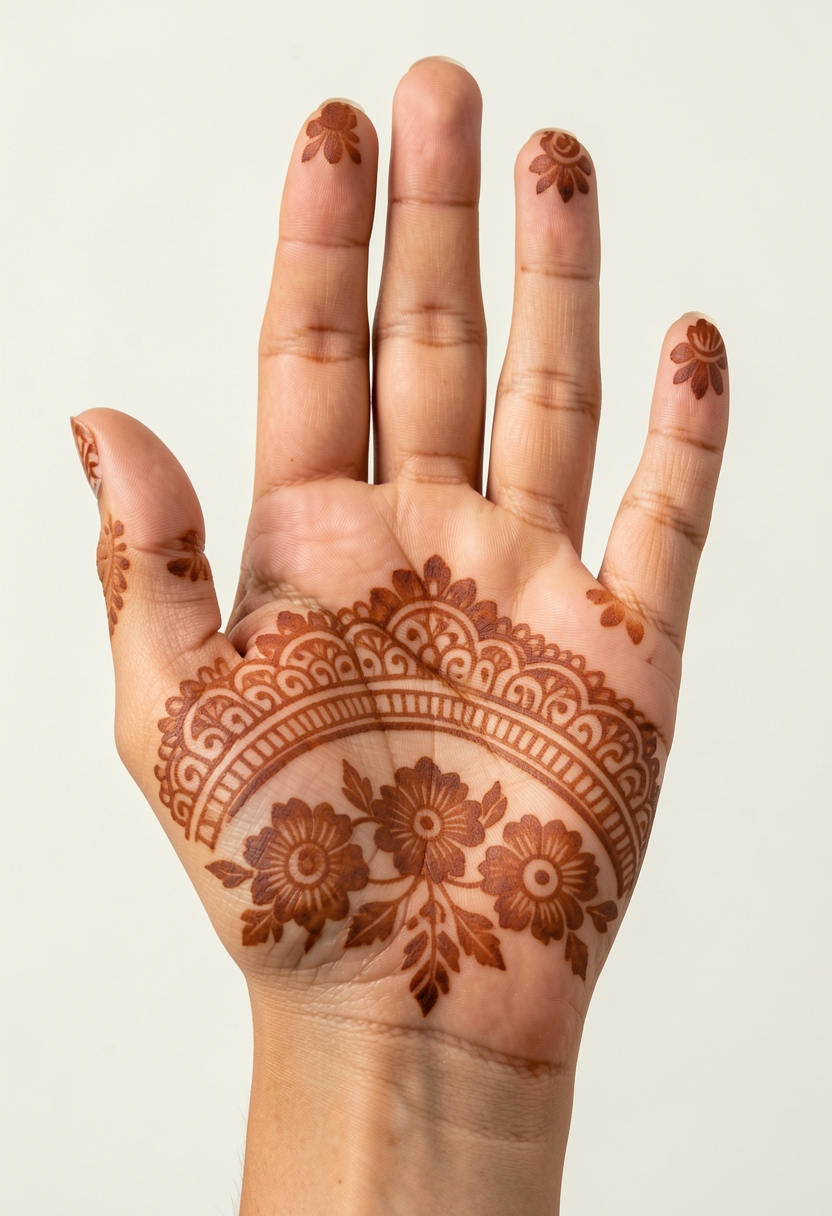 Front Hand Bridal Mehndi Design #112