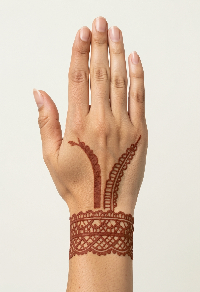 Back Hand Minimal Mehndi Design #129