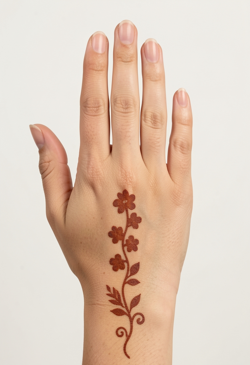 Back Hand Minimal Mehndi Design #141