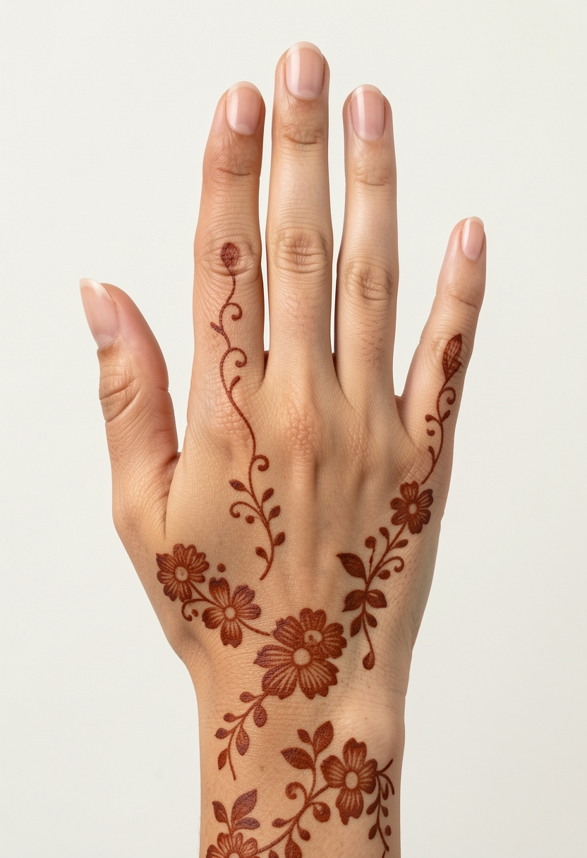 Back Hand For Girls Mehndi Design #145