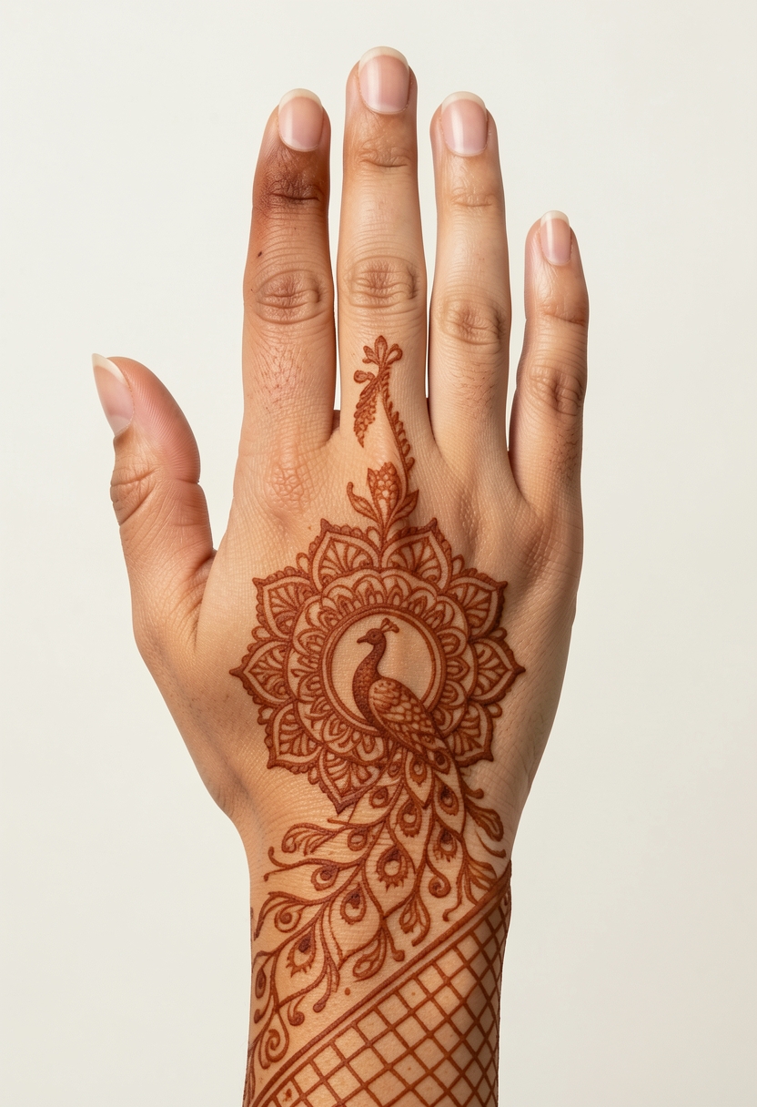 Back Hand Bridal Mehndi Design #152