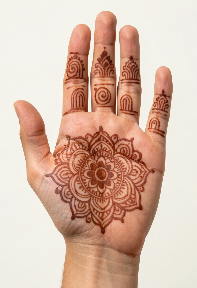Front Hand For Girls Mehndi Design #153