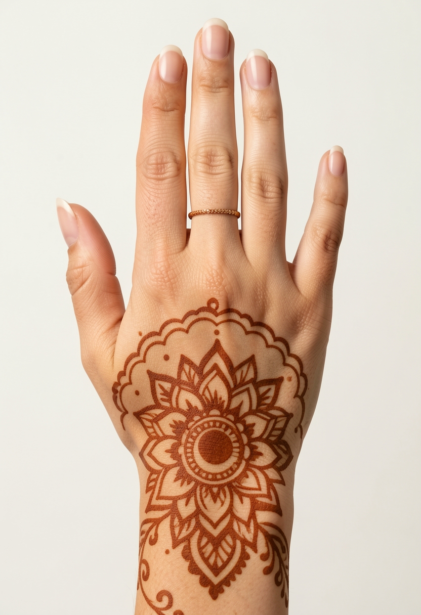 Back Hand For Girls Mehndi Design #159