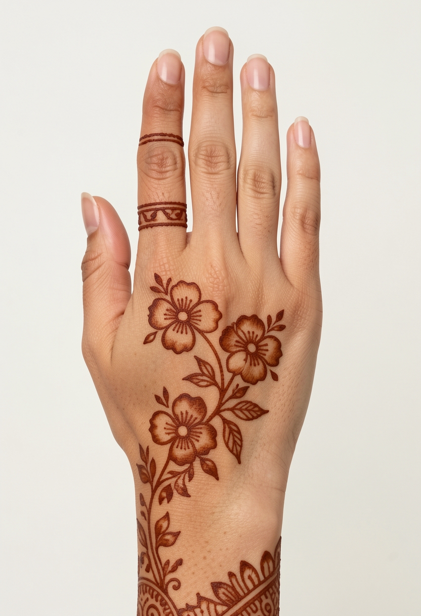 Back Hand For Girls Mehndi Design #162
