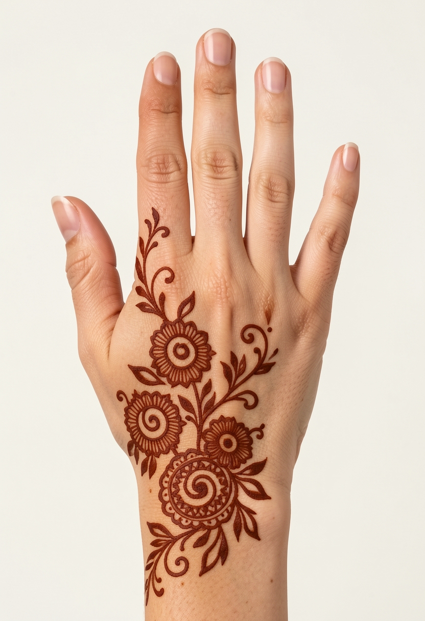 Back Hand Arabic Mehndi Design #167