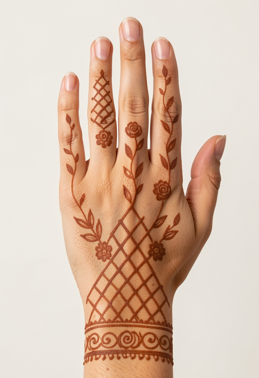 Back Hand For Girls Mehndi Design #179