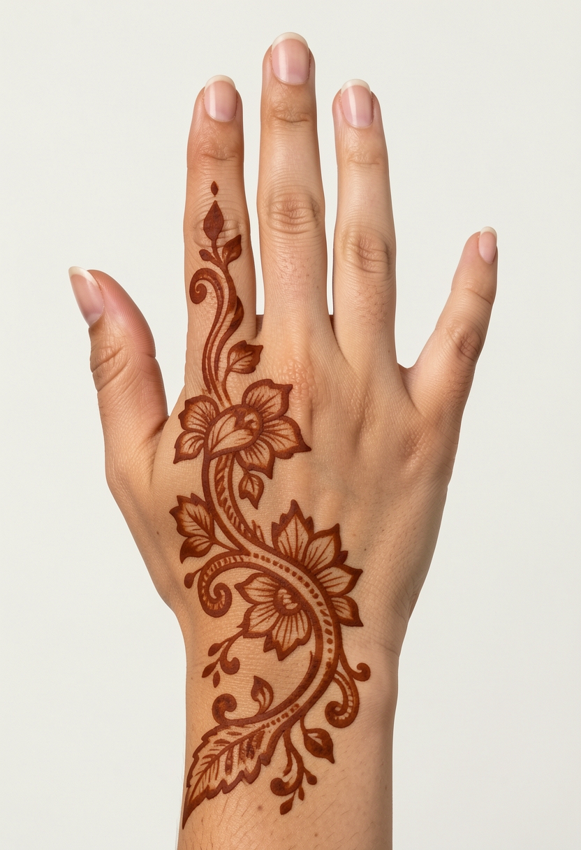 Back Hand Arabic Mehndi Design #182