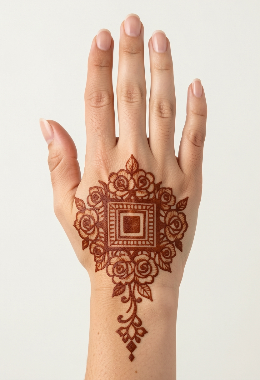 Back Hand Arabic Mehndi Design #195