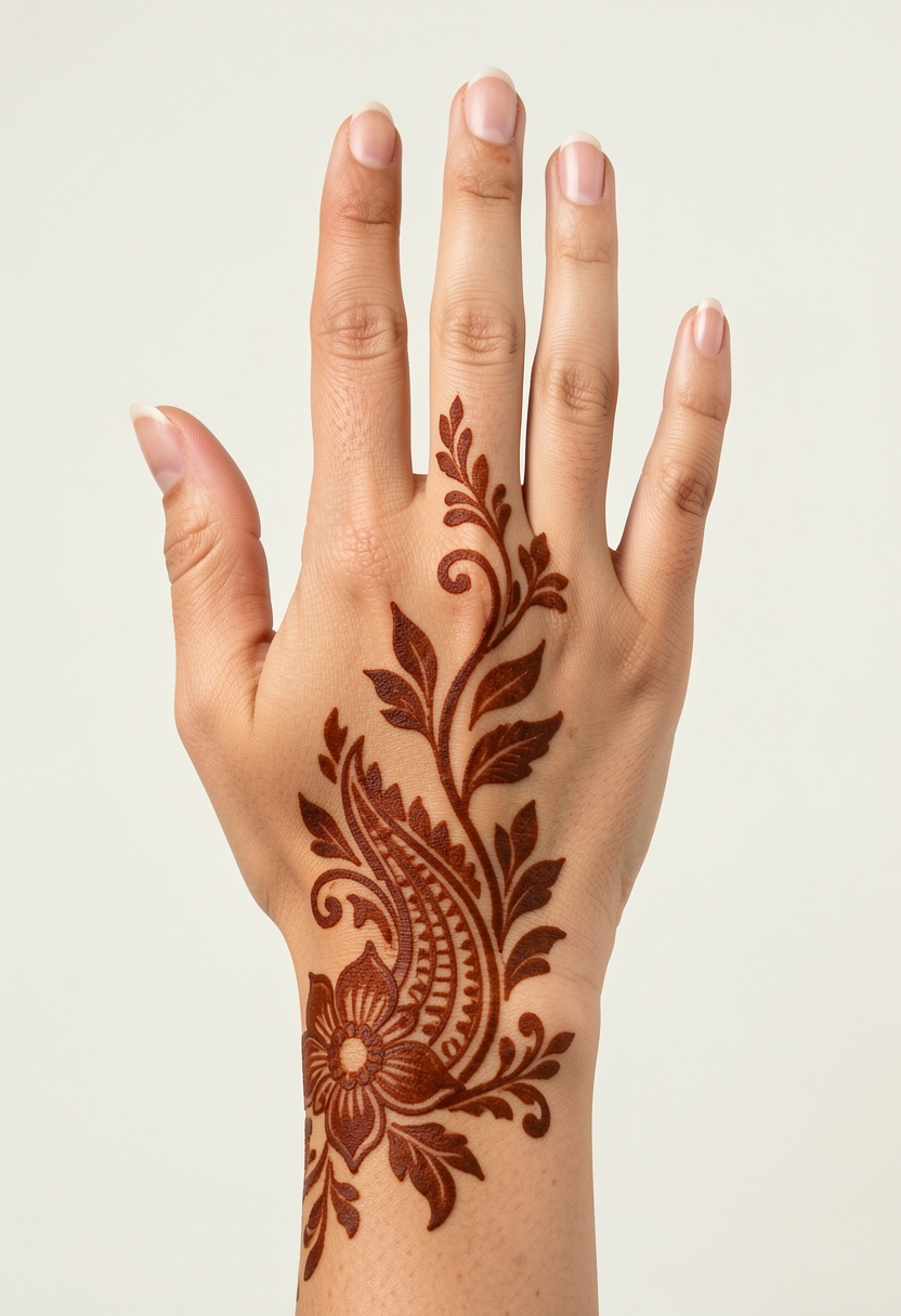 Back Hand Arabic Mehndi Design #201