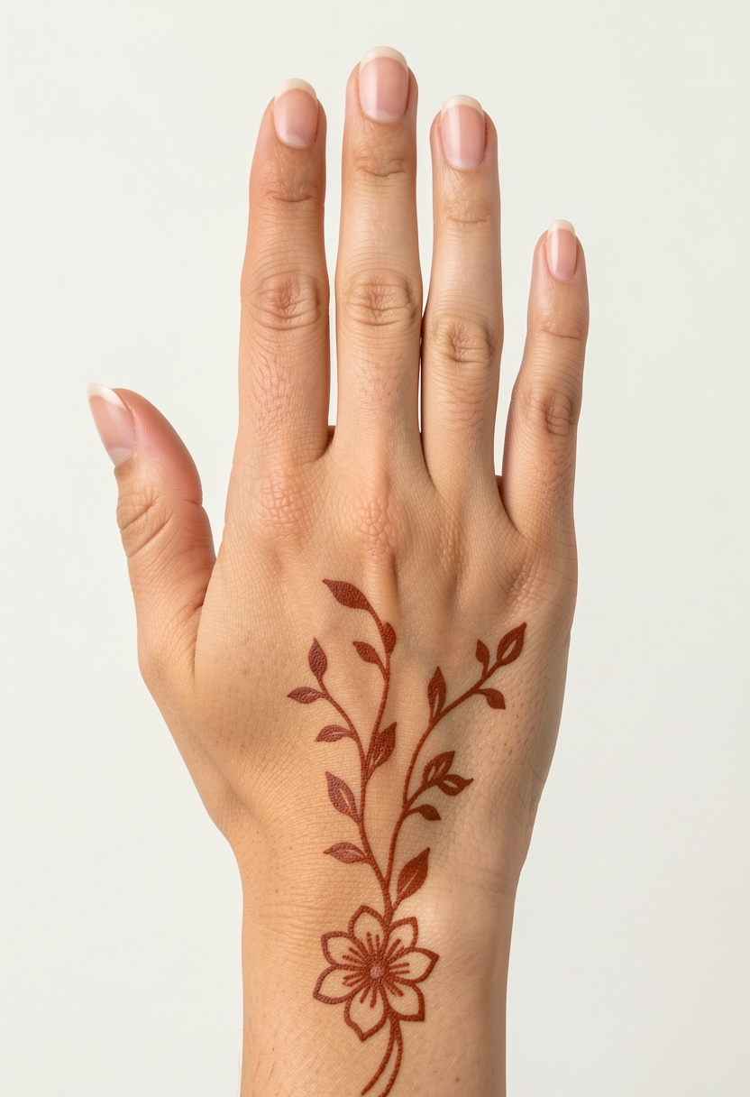 Back Hand Minimal Mehndi Design #202