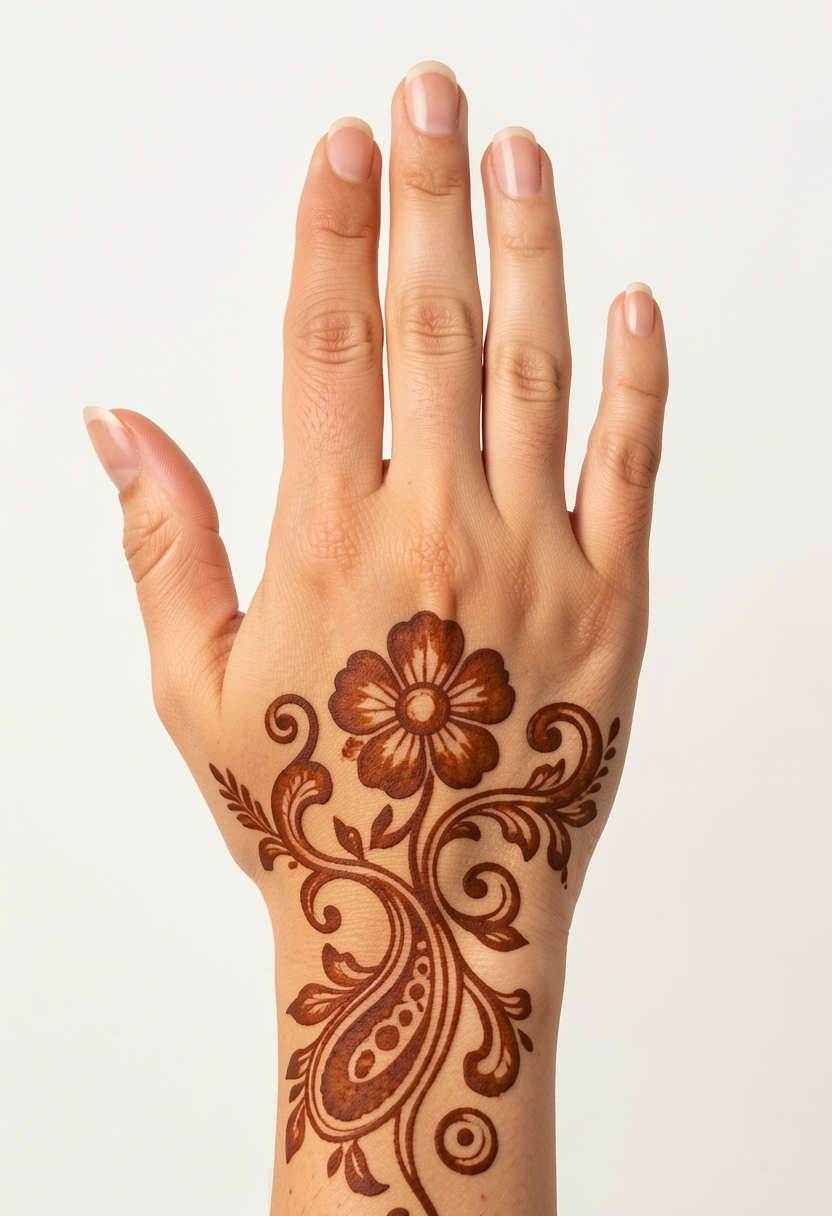 Back Hand Arabic Mehndi Design #208