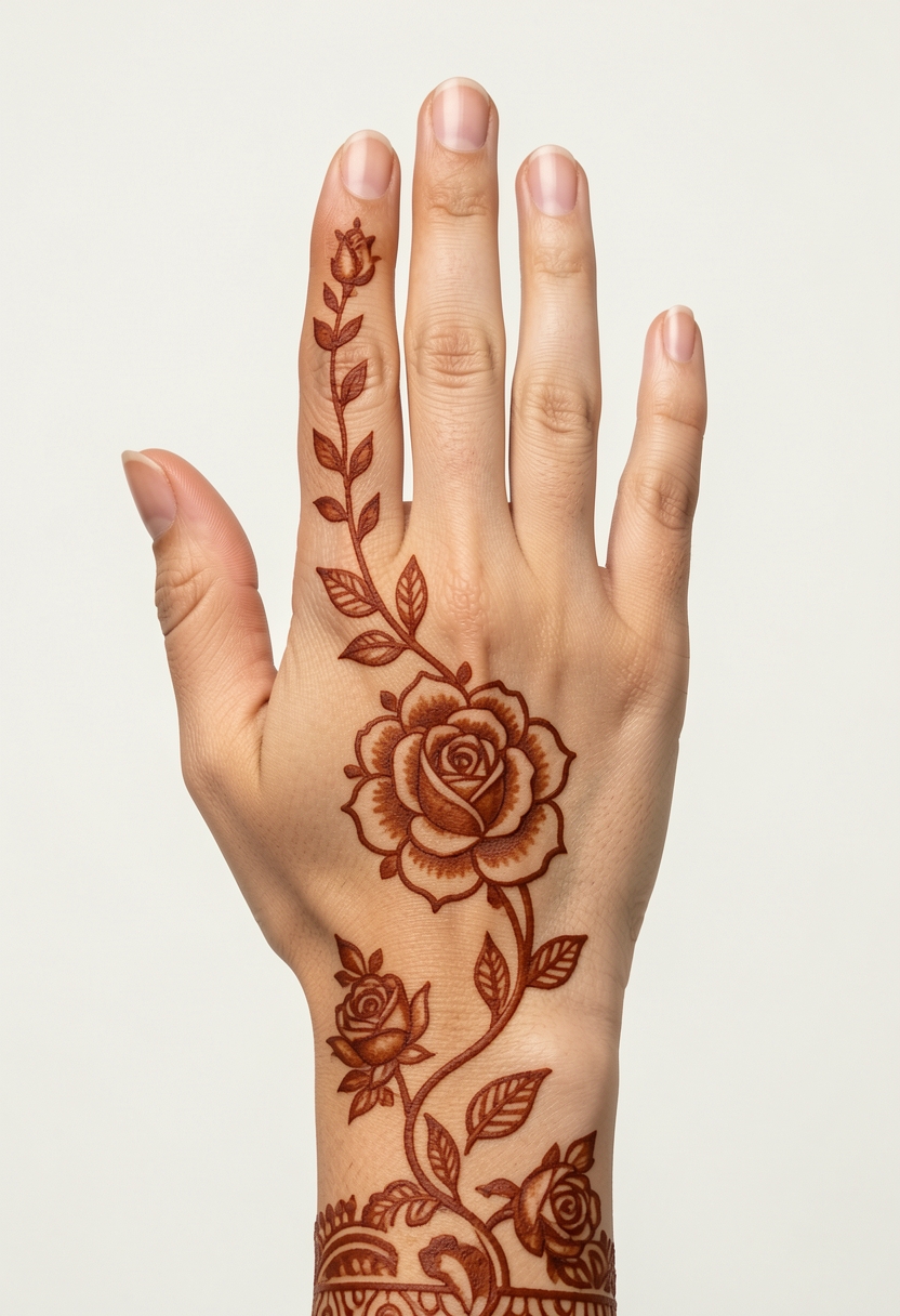 Back Hand For Girls Mehndi Design #218