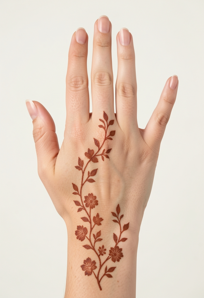 Back Hand Minimal Mehndi Design #222