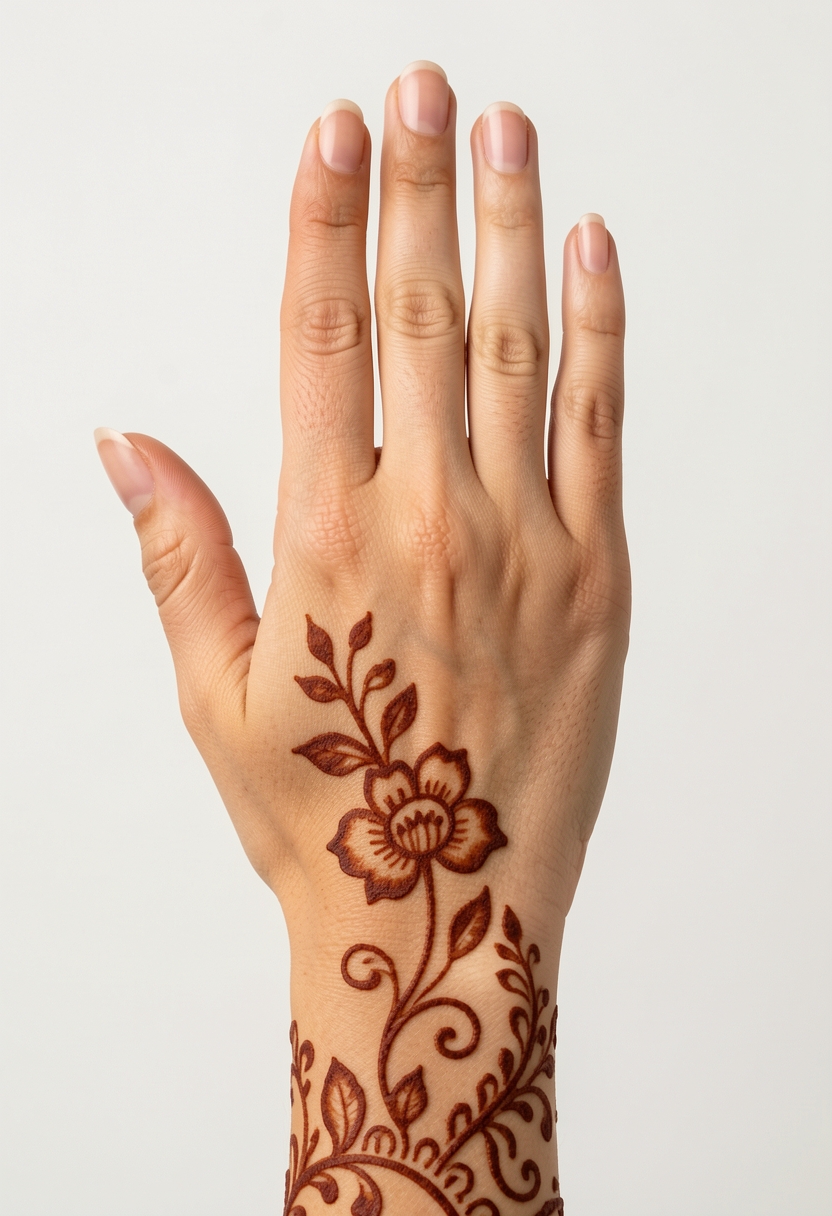 Back Hand For Girls Mehndi Design #236