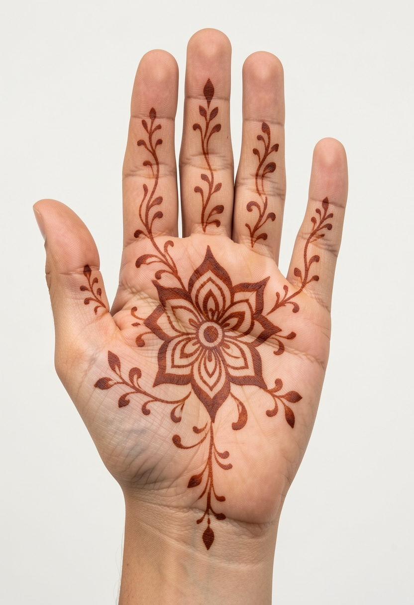 Front Hand For Girls Mehndi Design #238